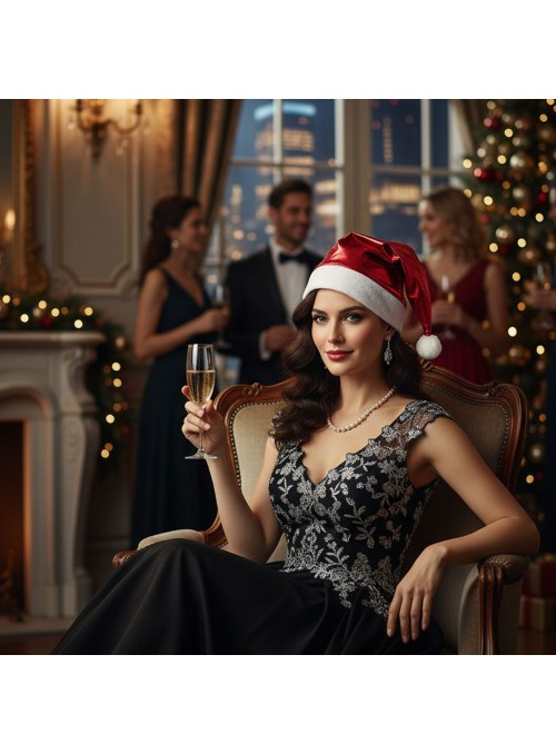 Gorro De Papai Noel Metalizado 28x38cm Unidade Natal Touca