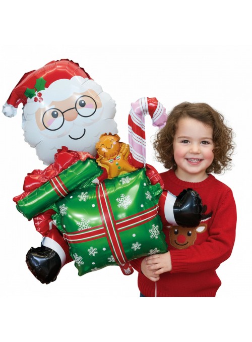 Balão Metalizado Papai Noel Sentado 102x63,5 Natal Natalino