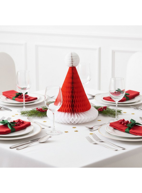 Enfeite Gorro Papai Noel Papel Seda 30cm Decoração De Natal