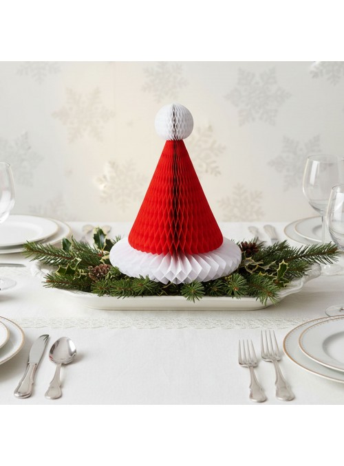 Enfeite Gorro Papai Noel Papel Seda 30cm Decoração De Natal