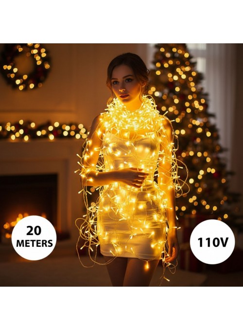 Pisca Pisca Amarelo 20 Metros 110v Decoração De Natal