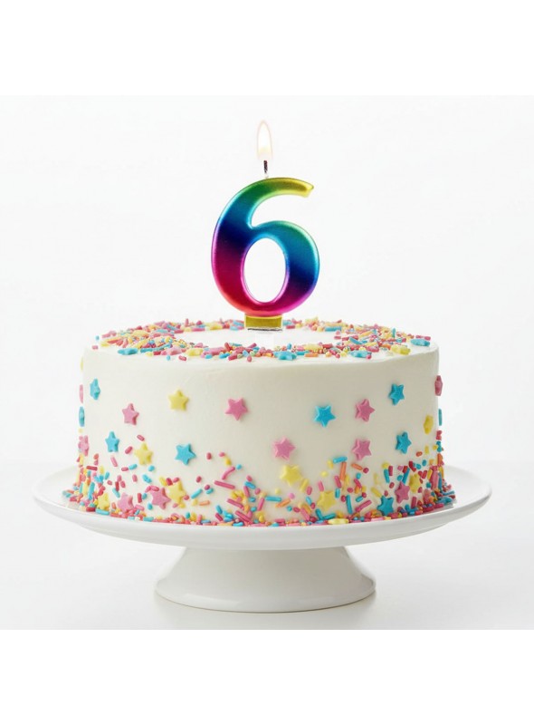 Vela de Aniversário Wave Colorida Número 6 – 1 unidade