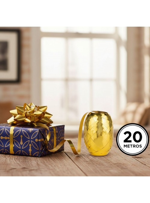 Fitilho para Balão Holográfico Dourado 5mm x 20m Silver Festas