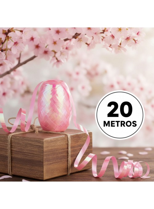 Fitilho para Balão Furtacor Nacarado Rosa 5mm x 20m Silver Festas