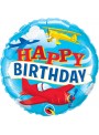 Balão Bexiga Metalizada Happy Birthday Avião – 1 unidade