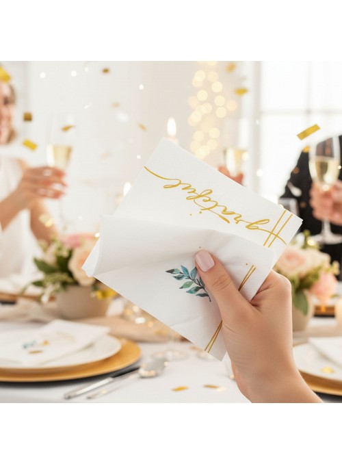Guardanapo de Papel Folha Dupla Gratidão 33cm x 33cm Silver Festas 20 Unidades