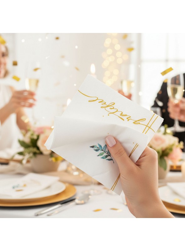 Guardanapo de Papel Folha Dupla Gratidão 33cm x 33cm Silver Festas 20 Unidades