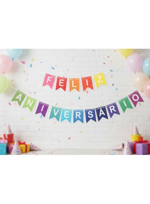 Faixa Decorativa Feliz Aniversário Colorido Bandeirinhas 4 Metros