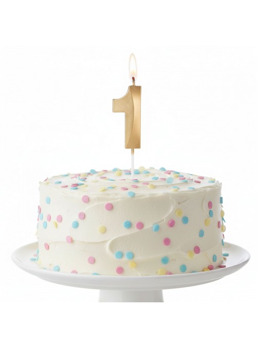 Vela de Aniversário Design Número 1 Dourada Perolizada Silver Festas