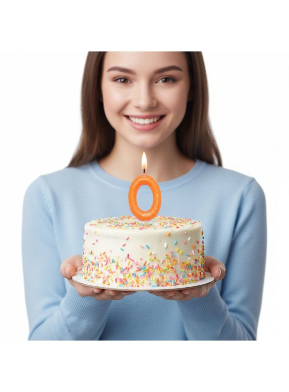 Vela de Aniversário Número 0 Laranja Neon Silver Festas