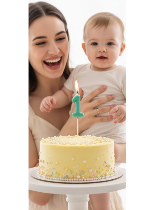 Vela de Aniversário Número 1 Verde Candy Colors Silver Festas