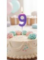 Vela de Aniversário Número 9 Lilás Candy Colors Silver Festas
