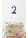 Vela de Aniversário Número 2 Lilás Candy Colors Silver Festas
