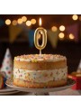 Vela de Aniversário Número 0 Glitter Dourado 4,5cm