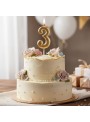 Vela de Aniversário Número 3 Glitter Dourado 4,5cm