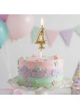 Vela de Aniversário Número 4 Glitter Dourado 4,5cm