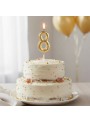Vela de Aniversário Número 8 Glitter Dourado 4,5cm