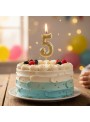 Vela de Aniversário Número 5 Glitter Dourado 4,5cm