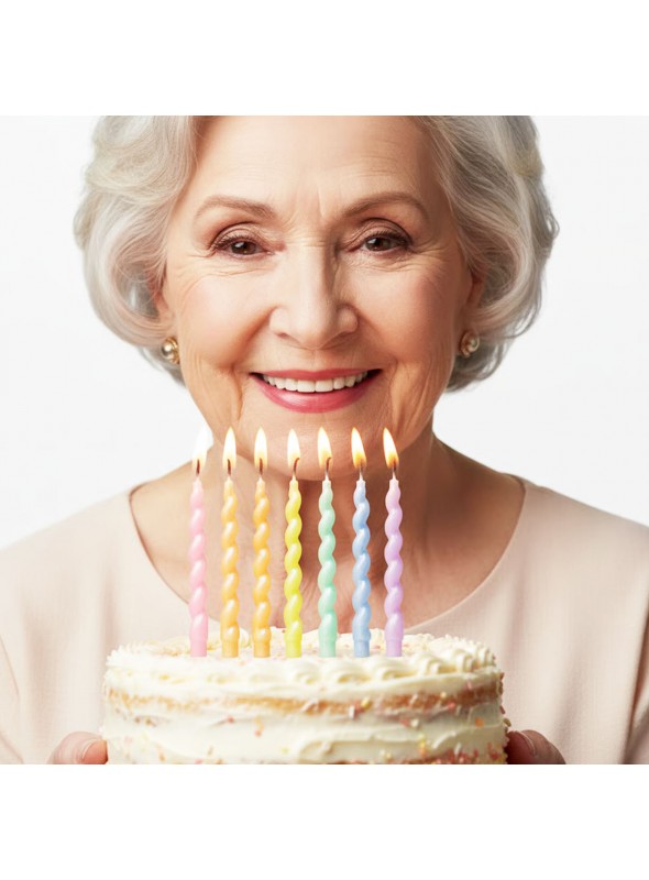 Vela De Aniversário Palito Espiral Candy Colors 6 Unidades