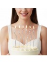 Vela De Aniversário Espiral Prata Metalizada 17cm 6 Unidades