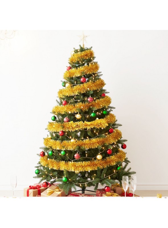 Festão de Natal Dourado Metalizado Grosso 9cm x 2 Metros Decoração de Natal