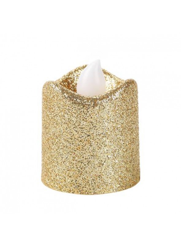 Vela de Led Decorativa Dourada com Glitter 4,5cm Decoração de Natal