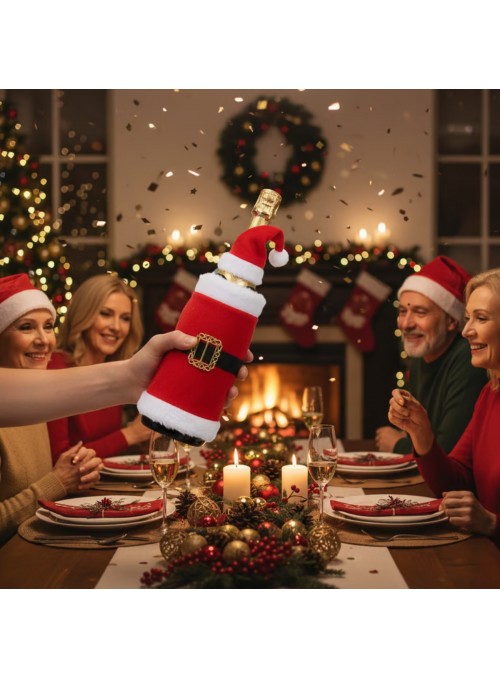 Porta Garrafa Papai Noel Natal 20cmx15cm Decoração de Natal