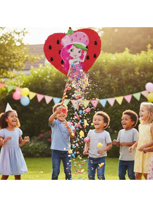 Pinhata Moranguinho Bastão Máscara Confetes Piñata Pichorra