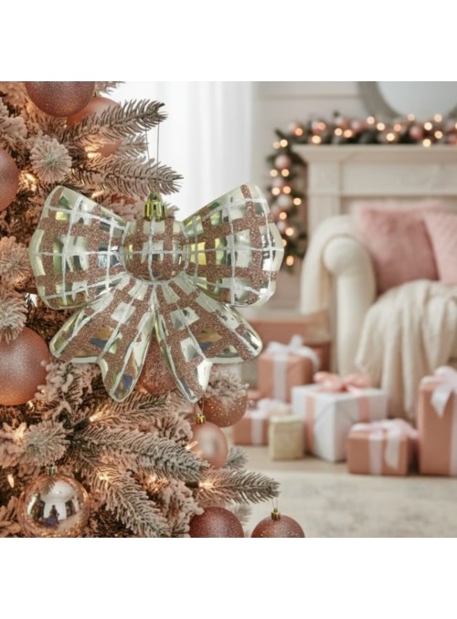 Decoração Árvore de Natal Laço Rose 12,5cm