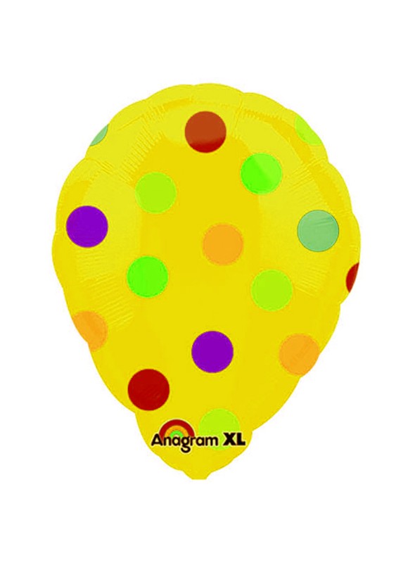 Balão Bexiga Metalizada Ar Quente Bolinhas Amarelo – 1 unidade