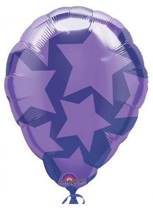 Balão Bexiga Metalizada Ar Quente Estrelas Roxo – 1 unidade