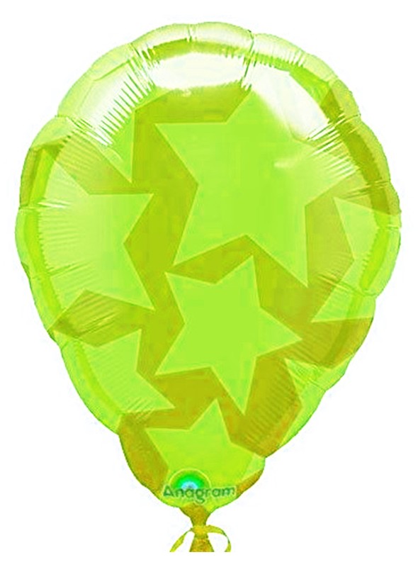 Balão Bexiga Metalizada Ar Quente Estrelas Verde – 1 unidade