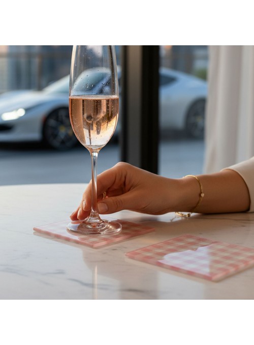 Guardanapo De Papel Xadrez Vichy Rosa 16,5cm 20 Unidades