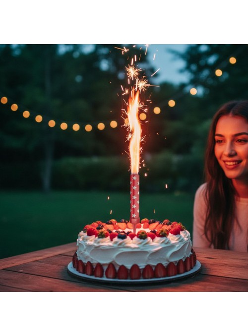 Vela de Aniversário Estrela chama Vermelha – 1 unidade