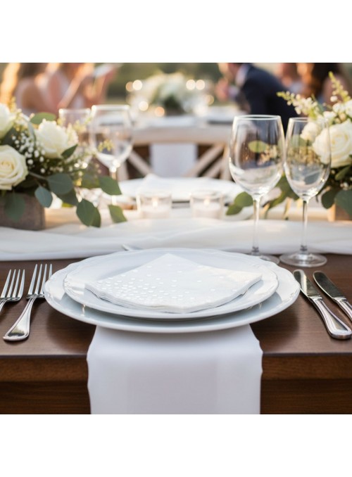 Guardanapo de Papel Folha Dupla Bolinhas Prata Silver Festas 20 Unidades