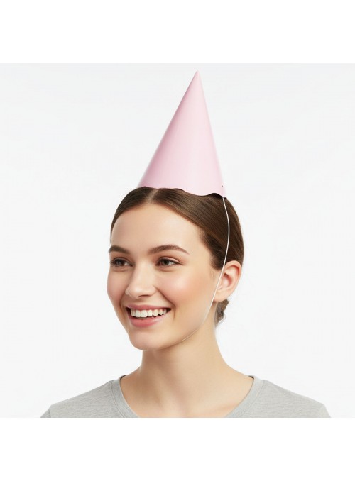 Chapéu de Aniversário Rosa Claro 08 Unidades Silver Festas