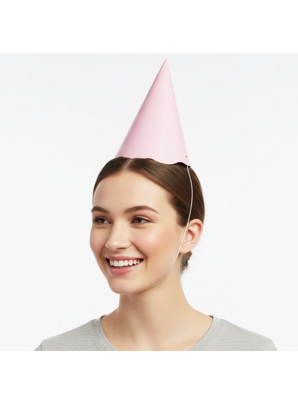 Chapéu de Aniversário Rosa Claro 08 Unidades Silver Festas