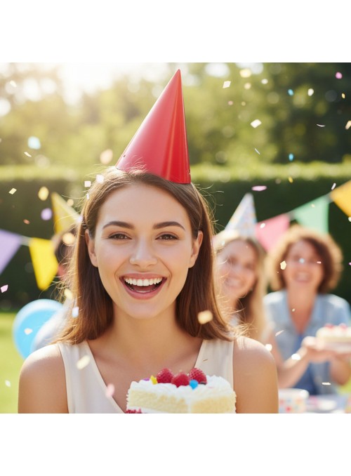 Chapéu de Aniversário Vermelho 08 Unidades