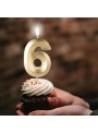 Vela de Aniversário Design Número 6 Dourada Perolizada Silver Festas