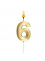 Vela de Aniversário Design Número 6 Dourada Perolizada Silver Festas