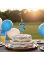 Vela de Aniversário Design Número 3 Azul Perolizado Silver Festas