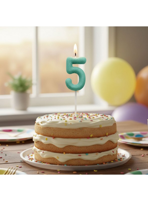 Vela de Aniversário Número 5 Verde Candy Colors Silver Festas