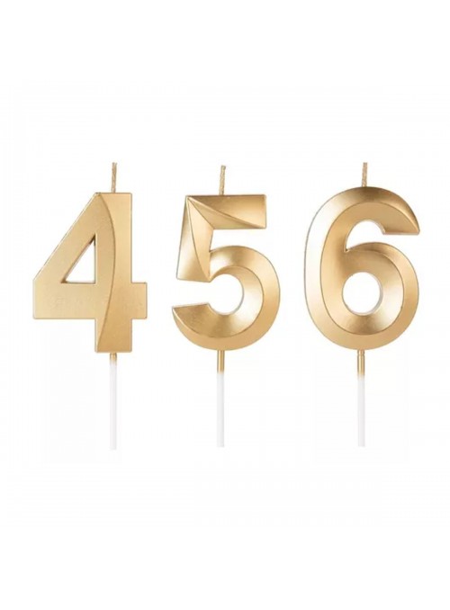 Vela de Aniversário Design Número 5 Dourada Perolizada Silver Festas