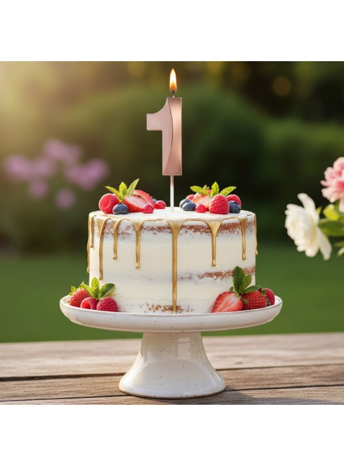 Vela de Aniversário Design Número 1 Rose Perolizada Silver Festas