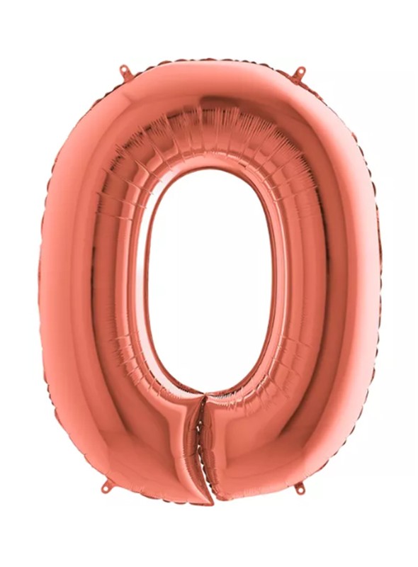Balão Bexiga Metalizada Número 0 Rose Gold – 1 unidade