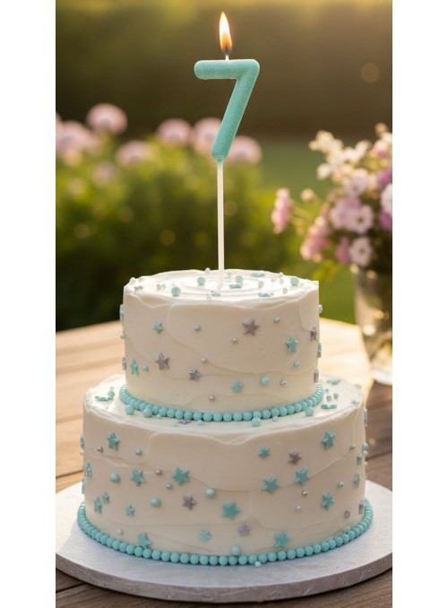 Vela de Aniversário Número 7 Verde Candy Colors Silver Festas