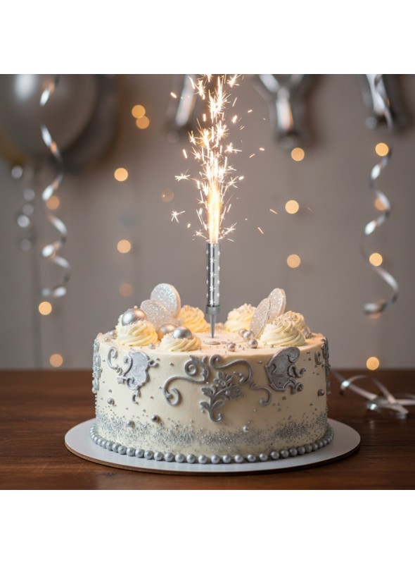 Vela de Aniversário Estrela chama Prata – 1 unidade