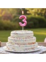Vela de Aniversário Mini Design Número 3 Rosa