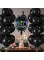 Balão Metalizado Happy Birthday Preto 17 Polegadas 43cm Bam Festas