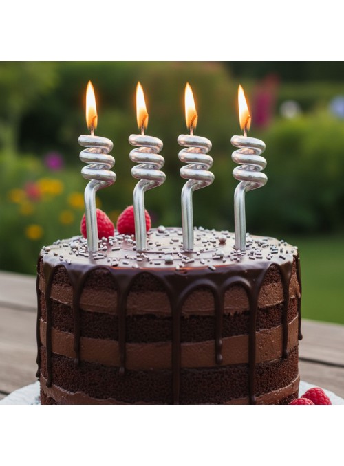 Velas de Bolo Aniversário Tubo Prata – 4 unidades